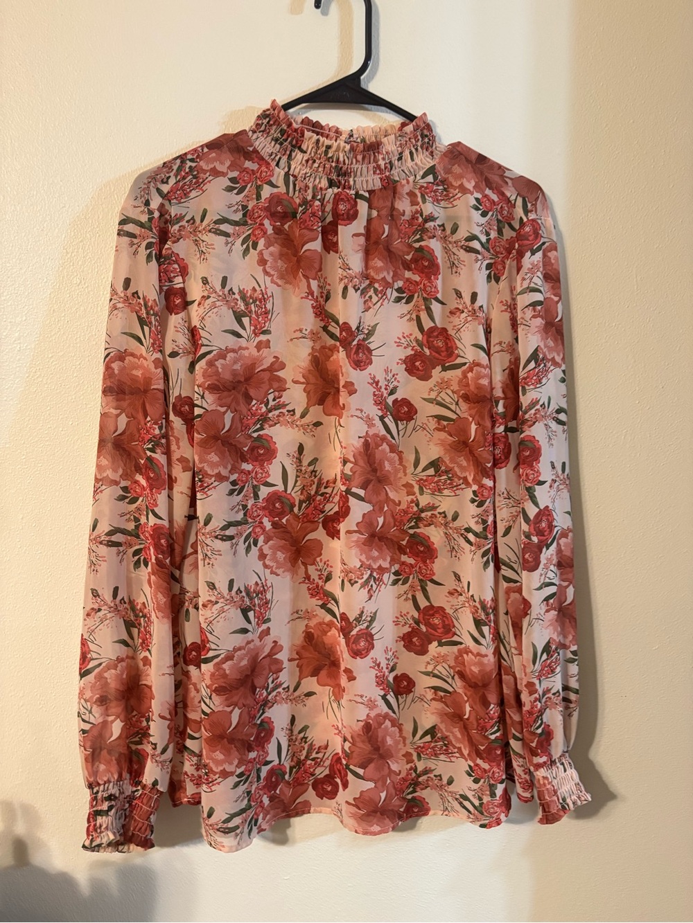 torrid Pink Rose Floral Smocked-Neck Blouse